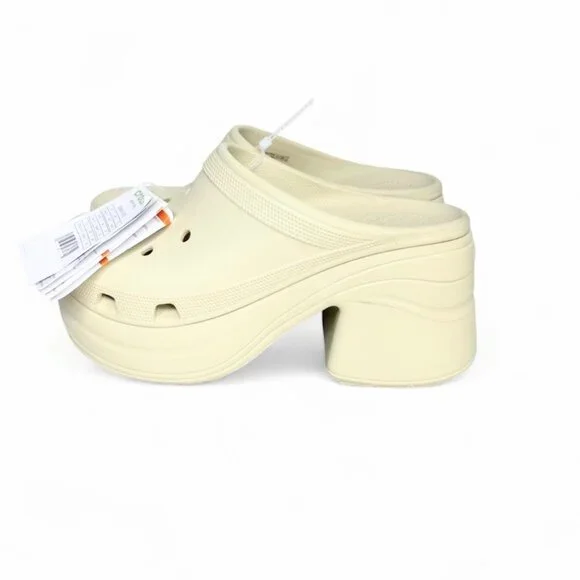 Crocs Siren Clog Women's 11 Bone Cream Comfort Platform Heel New - Picture 2 of 8